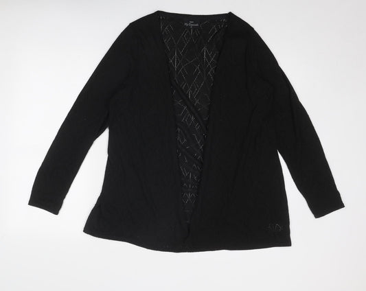 NEXT Womens Black V-Neck Geometric Polyester Pullover Jumper Size 14