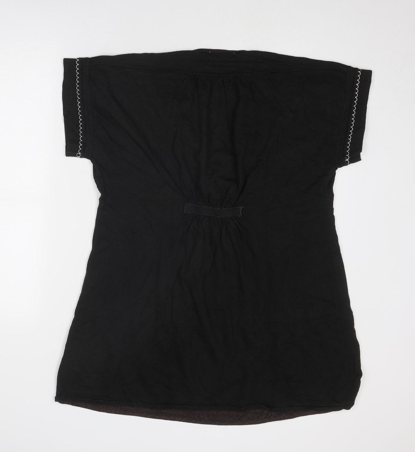 Mint Velvet Womens Black Viscose Basic T-Shirt Size 16 V-Neck