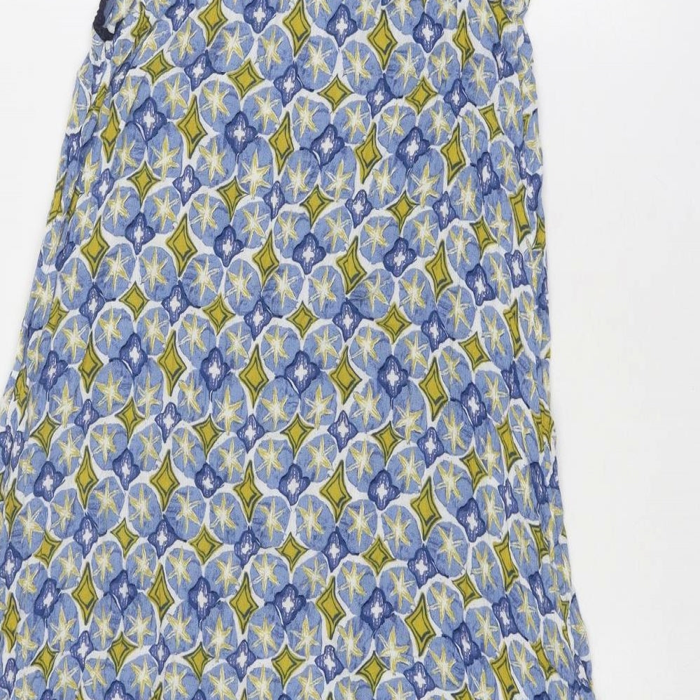 White Stuff Womens Blue Geometric Viscose A-Line Size S Halter Tie