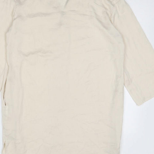 H&M Womens Ivory Polyester Kaftan Size 6 V-Neck Pullover