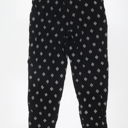 Divided by H&M Womens Black Geometric Viscose Trousers Size 10 Regular