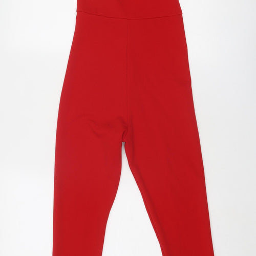 PRETTYLITTLETHING Womens Red Polyester Jumpsuit One-Piece Size 4 Button