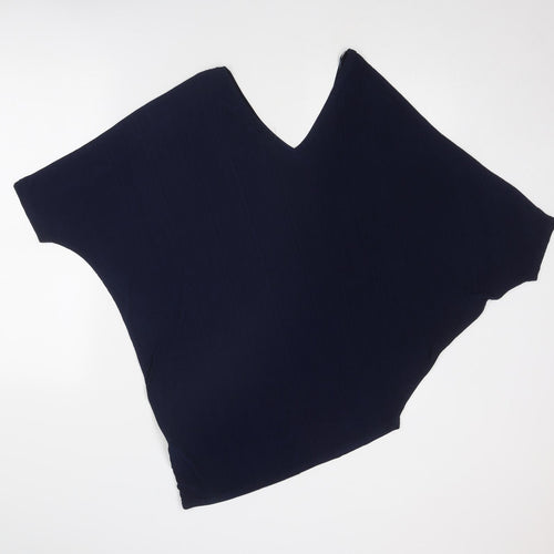QED London Womens Blue Polyester Basic Blouse Size S V-Neck - Size S-M