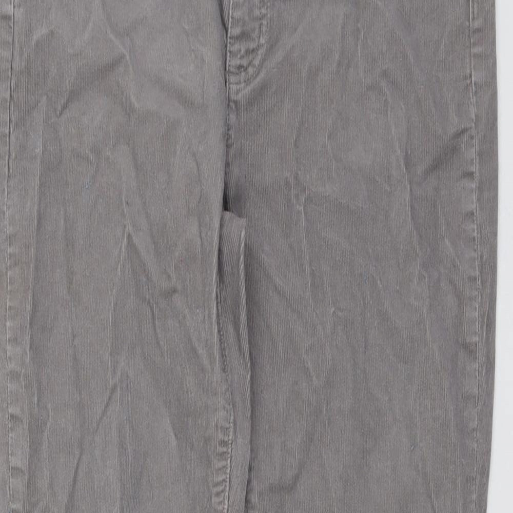 Lands' End Womens Grey Cotton Trousers Size 14 L29 in Regular Button