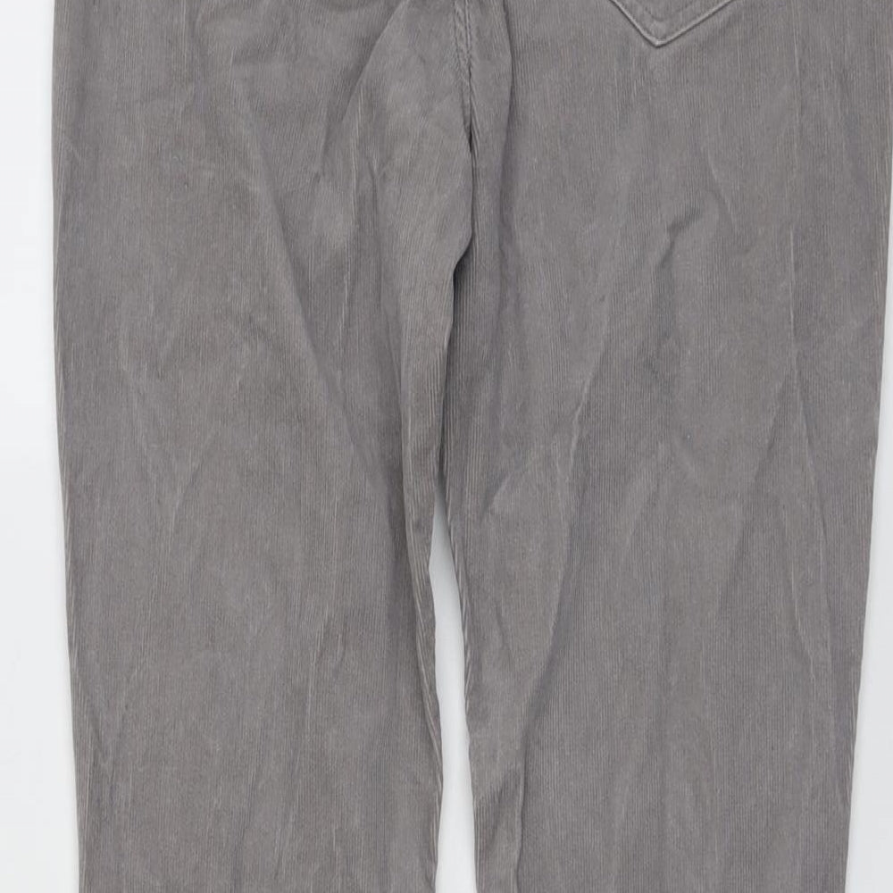 Lands' End Womens Grey Cotton Trousers Size 14 L29 in Regular Button
