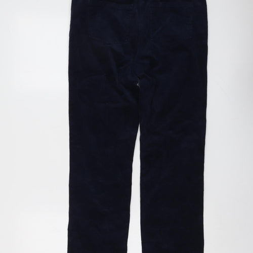 Marks and Spencer Womens Blue Cotton Trousers Size 10 L29 in Regular Button