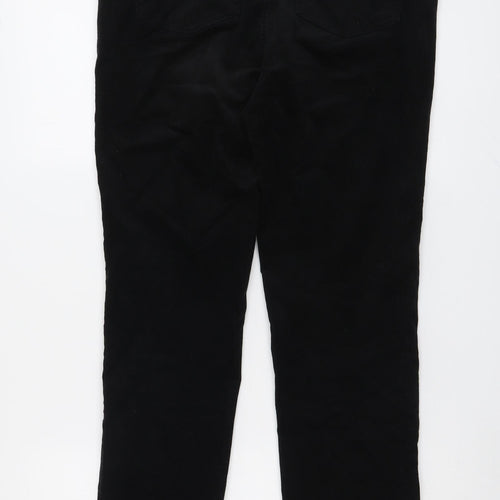 Marks and Spencer Womens Black Cotton Trousers Size 12 L29 in Regular Button