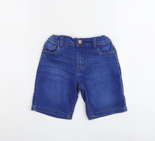 M&Co Girls Blue Cotton Chino Shorts Size 5-6 Years Regular Zip