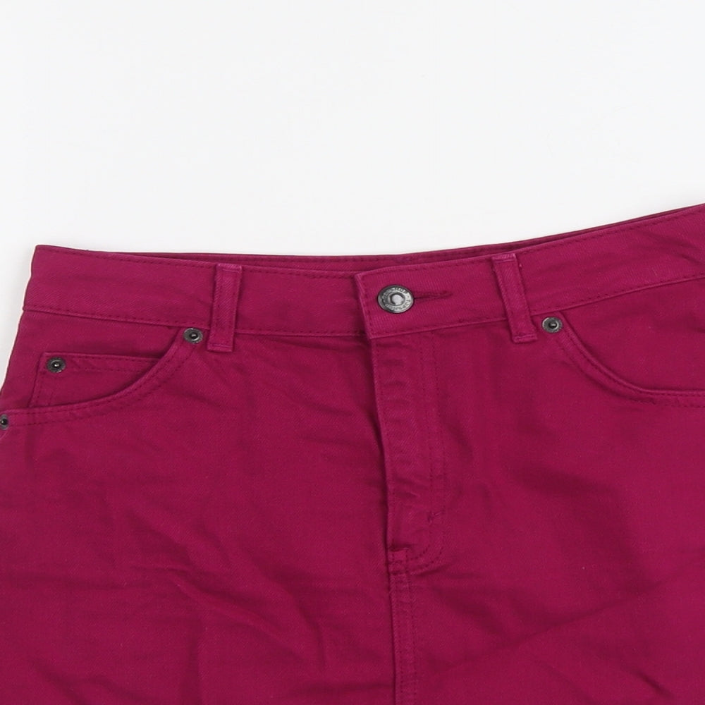 Topshop Womens Purple Cotton Mini Skirt Size 6 Button