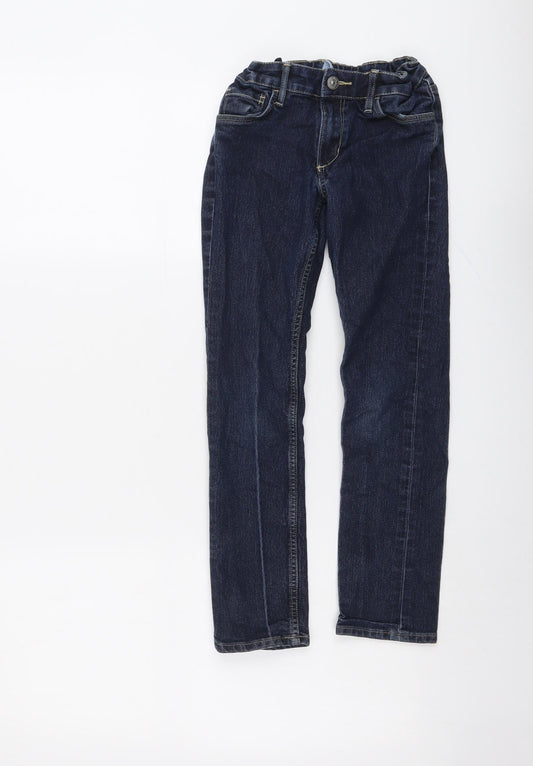 H&M Boys Blue Cotton Skinny Jeans Size 7-8 Years Regular Button