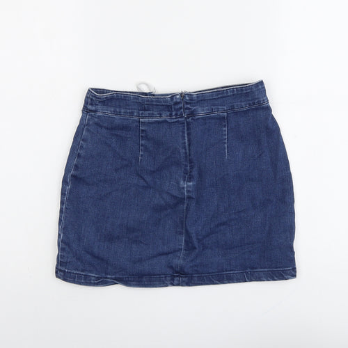 FOREVER 21 Womens Blue Cotton Mini Skirt Size S Zip
