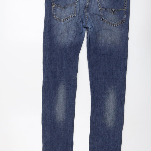 GUESS Mens Blue Cotton Skinny Jeans Size 33 in L34 in Regular Button