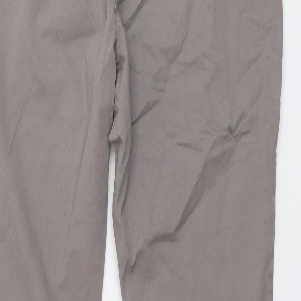 Marks and Spencer Womens Grey Cotton Chino Trousers Size 16 L27 in Regular Button