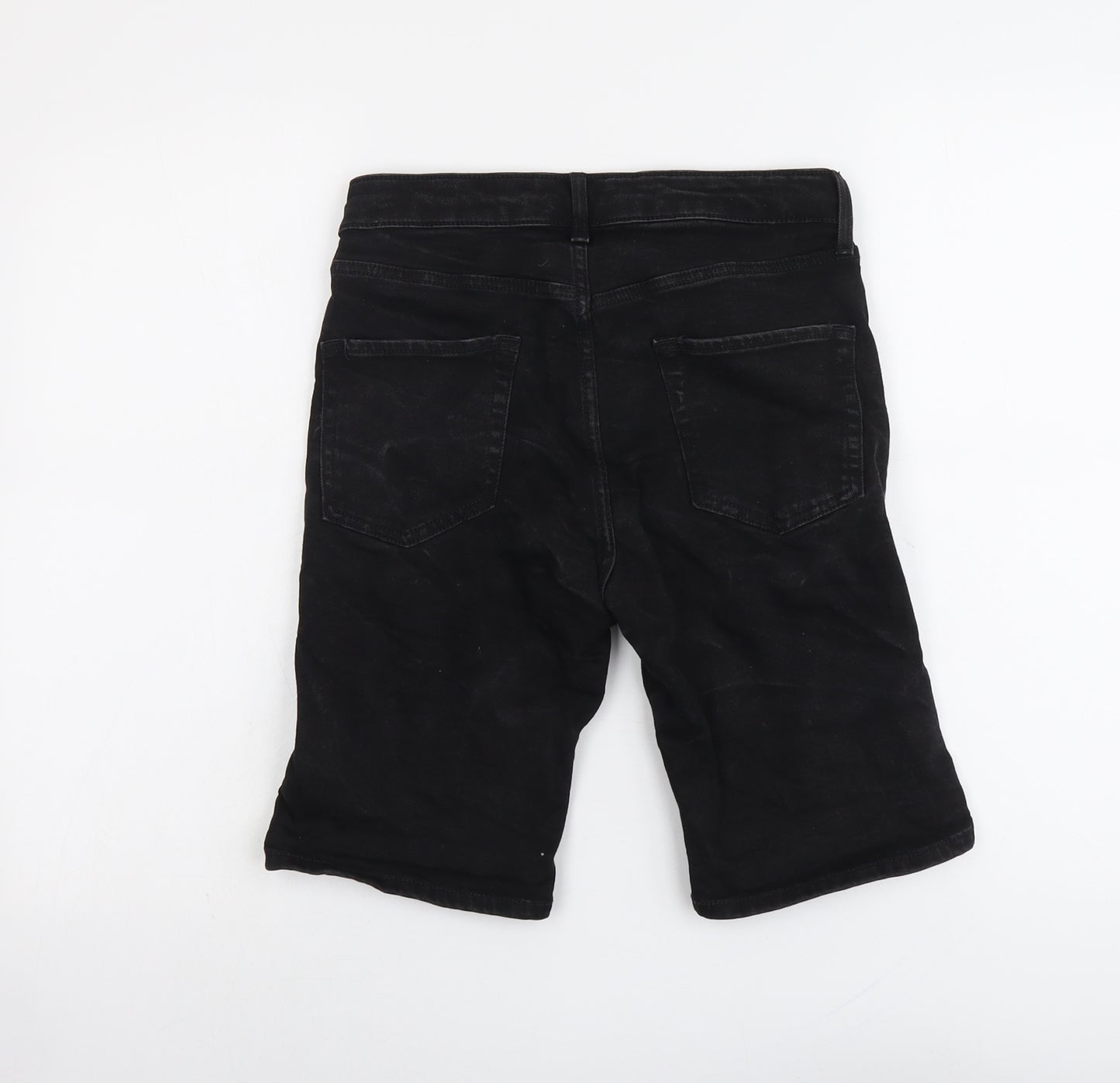 Topman Mens Black Cotton Chino Shorts Size 28 in L10 in Regular Button