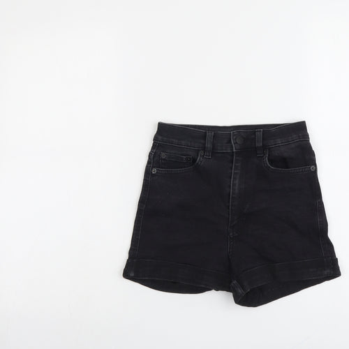 Monki Womens Black Cotton Hot Pants Shorts Size 24 in L3 in Regular Button