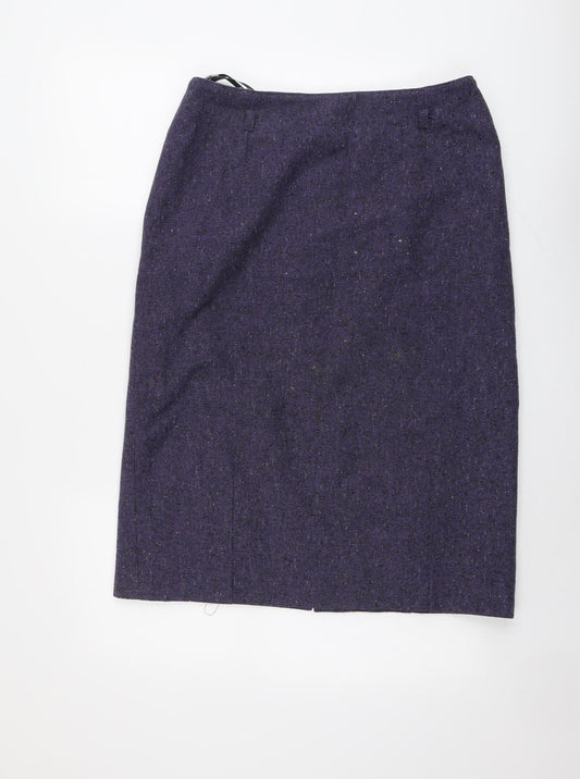 LUCIA Womens Purple Wool A-Line Skirt Size 14 Zip