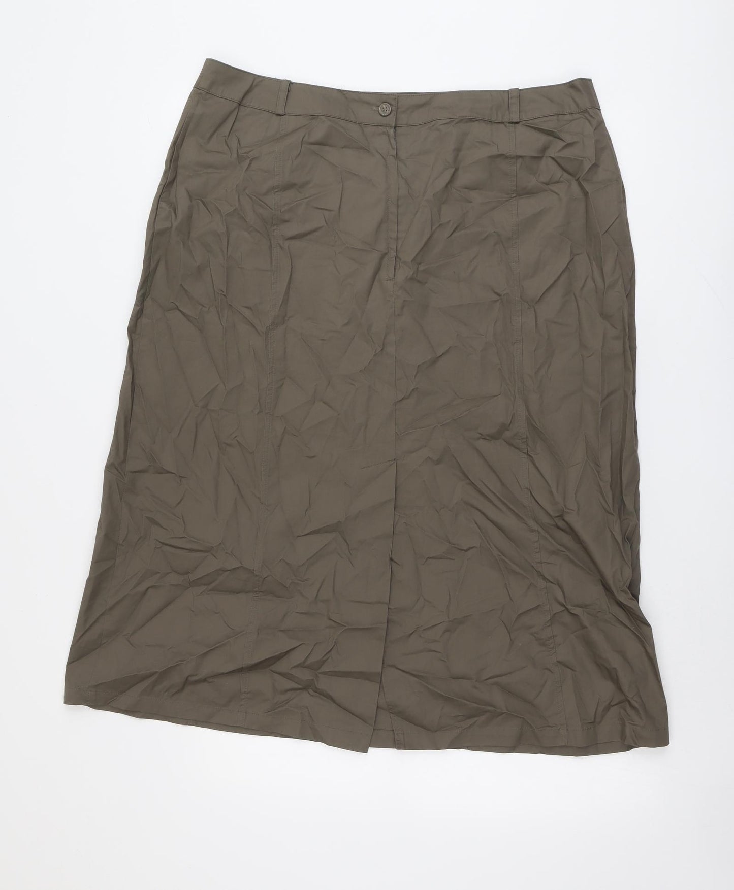 Klass Womens Green Cotton A-Line Skirt Size 18 Button