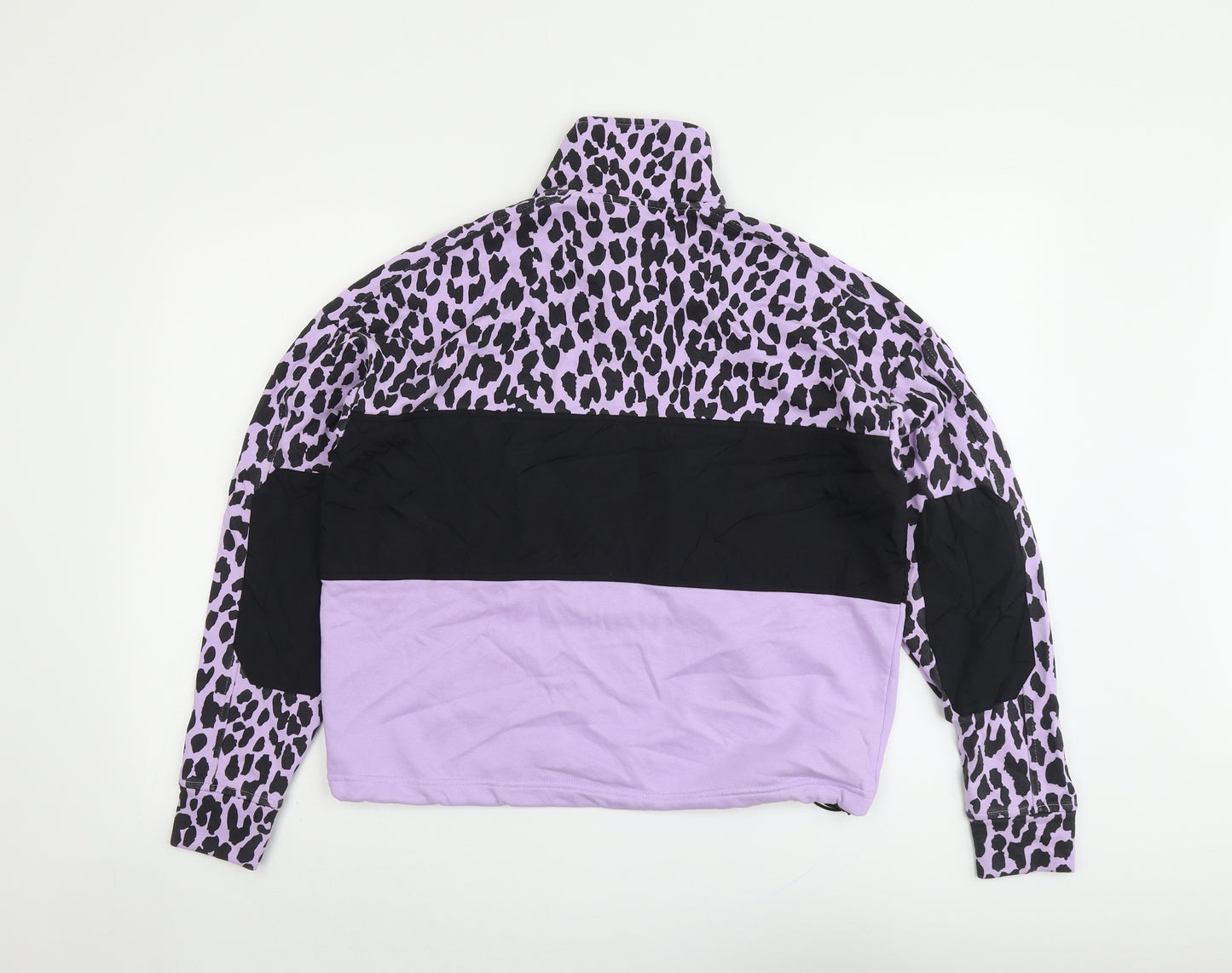 Colourwear Womens Purple Animal Print Cotton Pullover Sweatshirt Size S Zip - Leopard Pattern