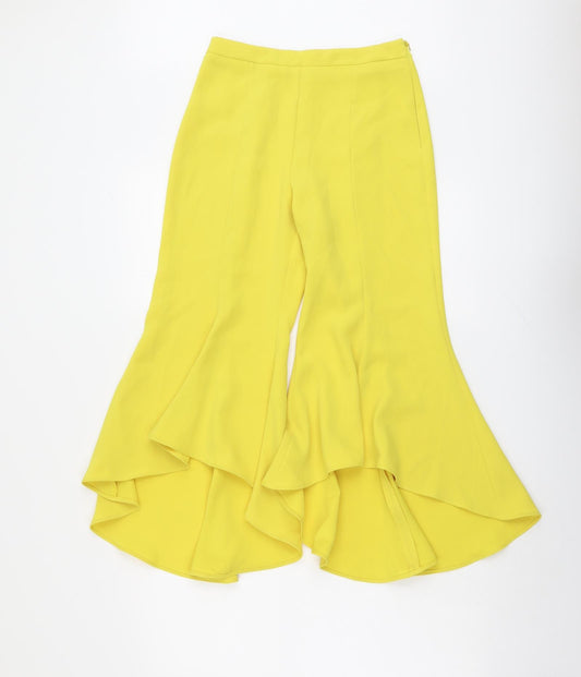 River Island Womens Yellow Polyester Trousers Size 6 L21 in Regular Zip