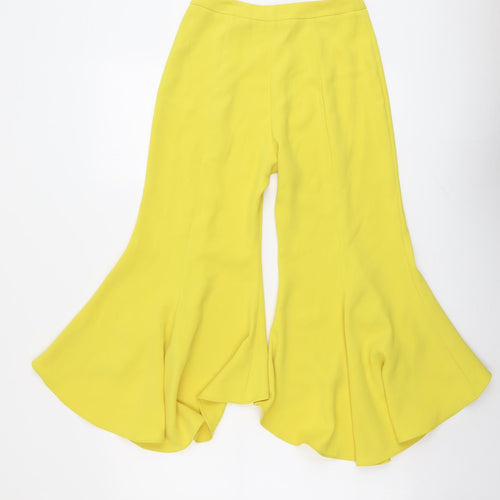 River Island Womens Yellow Polyester Trousers Size 6 L21 in Regular Zip