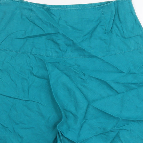 Marks and Spencer Womens Blue Linen Swing Skirt Size 12 Zip