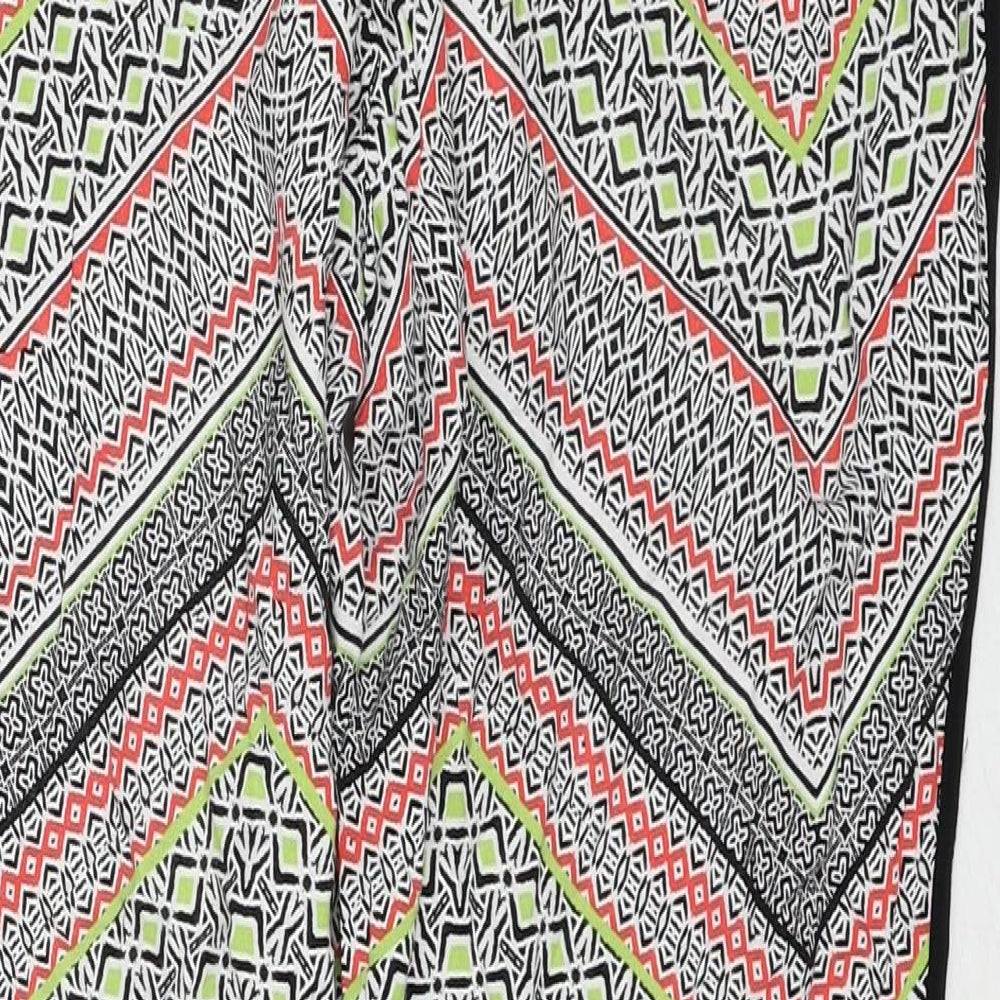 New Look Womens Multicoloured Geometric Viscose Trousers Size 12 Regular Drawstring