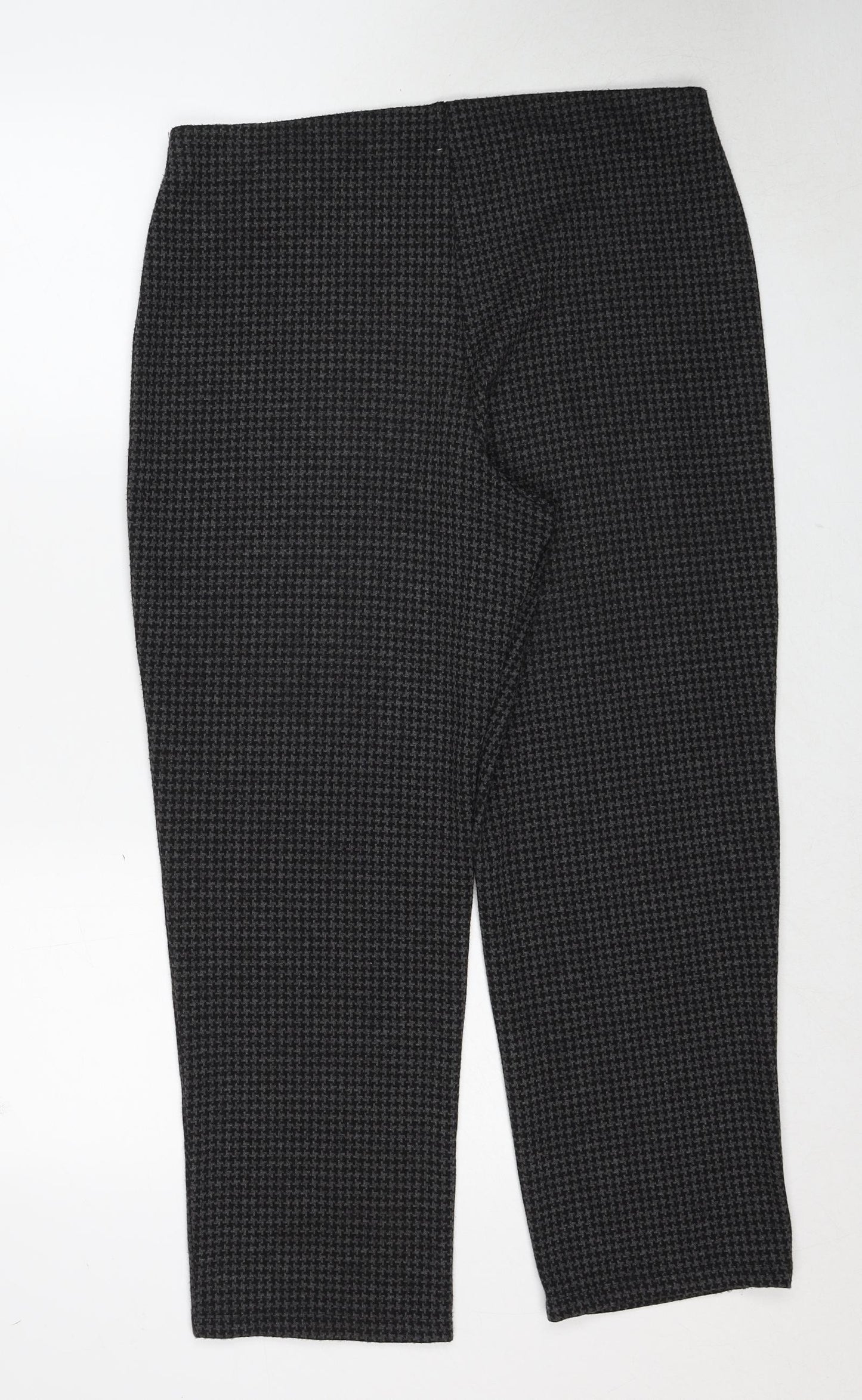 Marks and Spencer Womens Grey Geometric Polyester Trousers Size 14 Regular