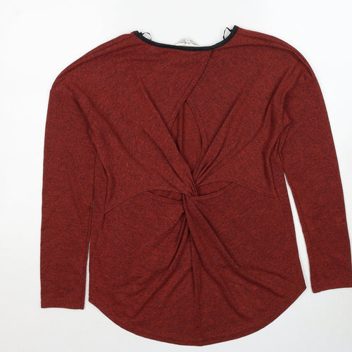 Miss Selfridge Womens Brown Round Neck Geometric Polyester Pullover Jumper Size 8 - Twist Detail