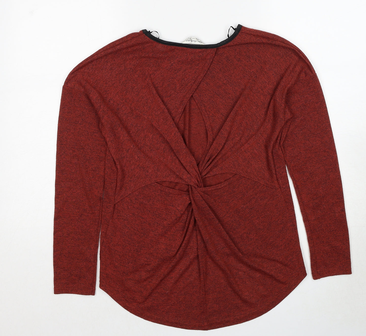 Miss Selfridge Womens Brown Round Neck Geometric Polyester Pullover Jumper Size 8 - Twist Detail