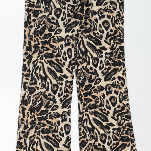 ShoSho Womens Multicoloured Animal Print Polyester Trousers Size L Regular - Leopard Print