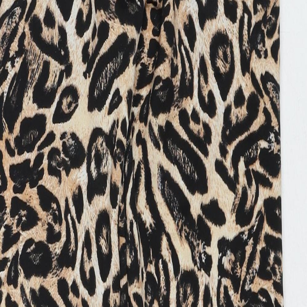 ShoSho Womens Multicoloured Animal Print Polyester Trousers Size L Regular - Leopard Print