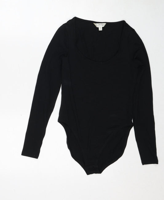 Miss Selfridge Womens Black Viscose Bodysuit One-Piece Size 8 Snap