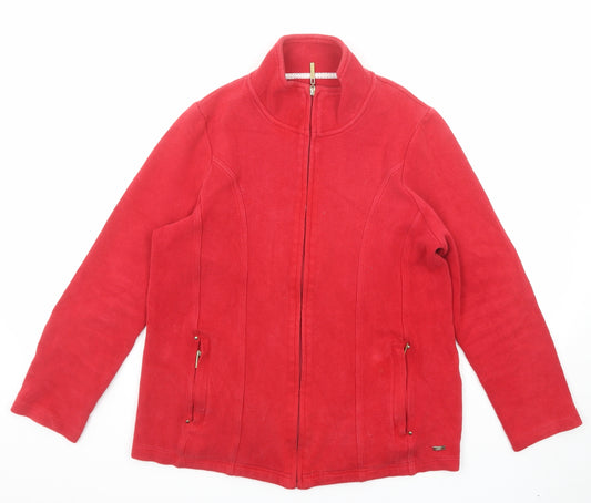 DASH Womens Red Cotton Full Zip Sweatshirt Size 14 Zip