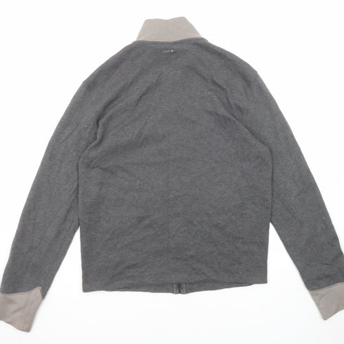 HUGO BOSS Mens Grey Polyester Full Zip Sweatshirt Size L Zip