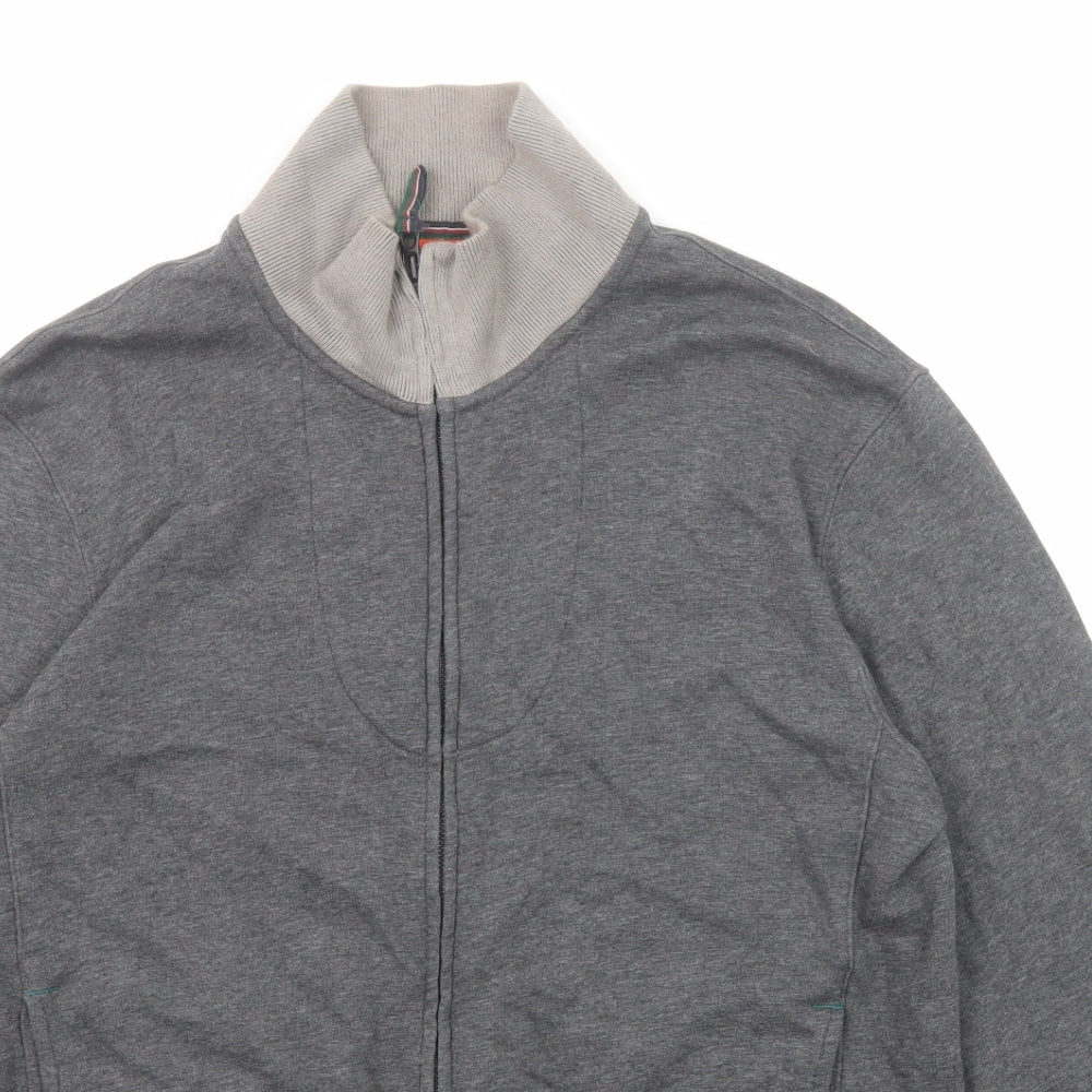 HUGO BOSS Mens Grey Polyester Full Zip Sweatshirt Size L Zip