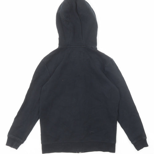 Marks and Spencer Boys Black Cotton Full Zip Hoodie Size 8-9 Years Zip
