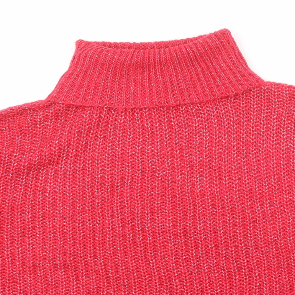 Missguided Womens Pink Roll Neck Acrylic Pullover Jumper Size L