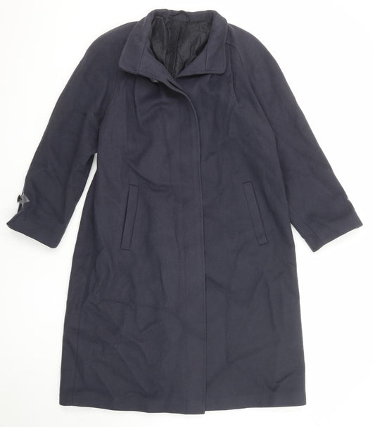 St Michael Womens Blue Overcoat Coat Size 10 Button