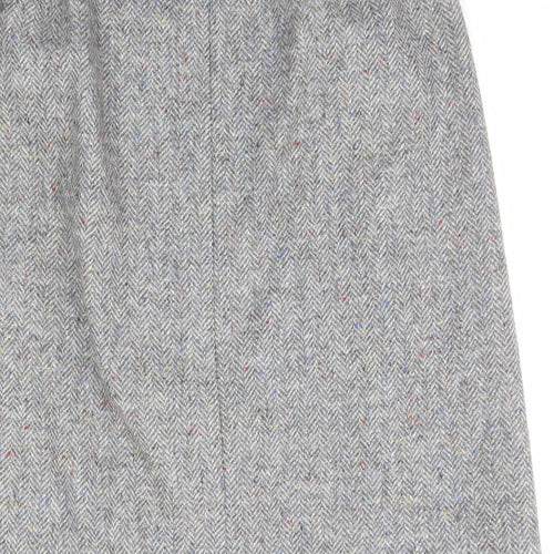 Murray Brothers Womens Grey Herringbone Cotton A-Line Skirt Size 18 Zip