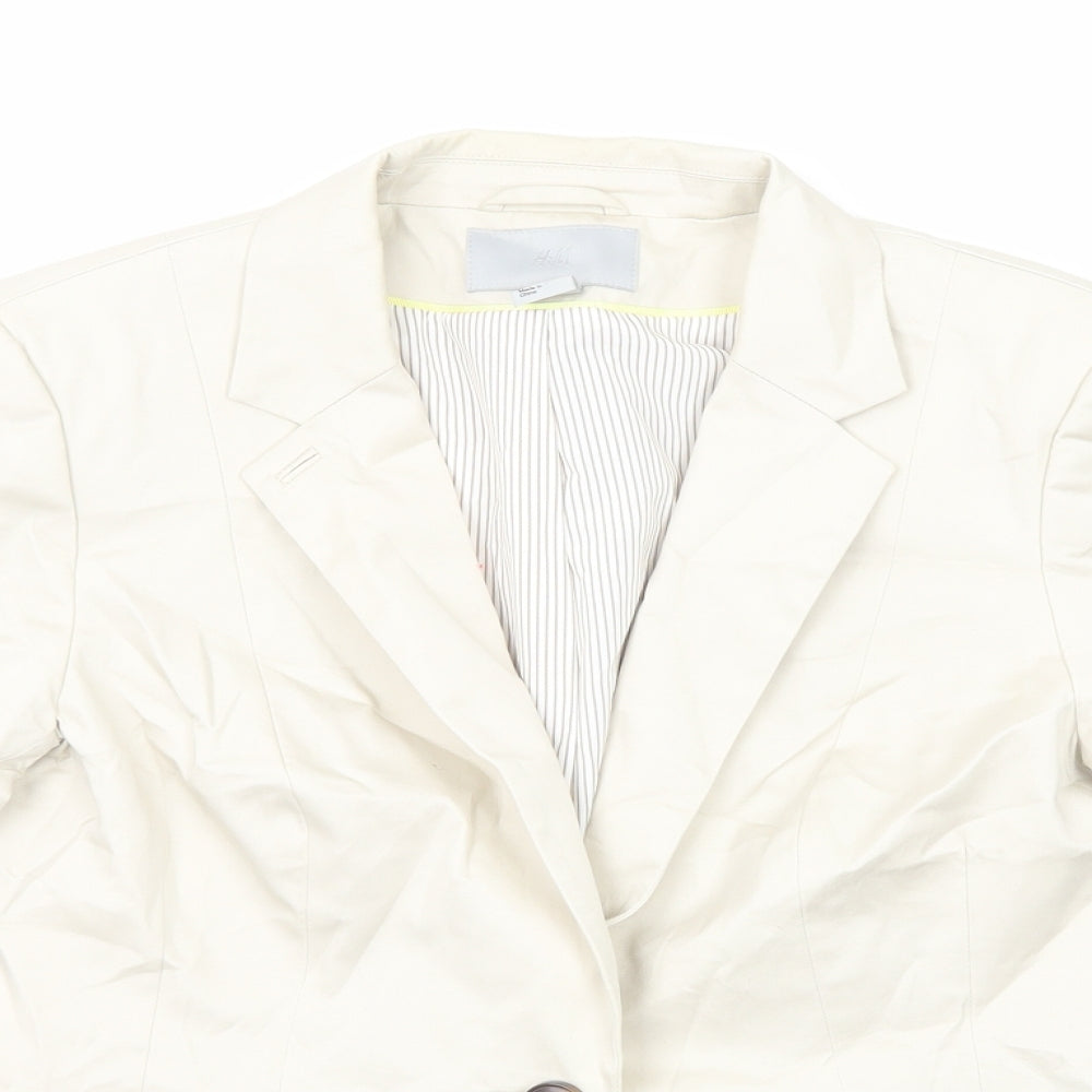 H&M Womens Ivory Jacket Blazer Size 12 Button