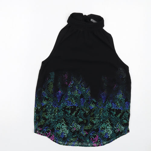 Mint Velvet Womens Black Geometric Polyester Basic Blouse Size 8 Halter
