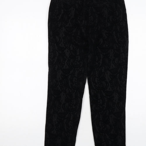 Coast Womens Black Paisley Polyamide Trousers Size 8 Regular Zip
