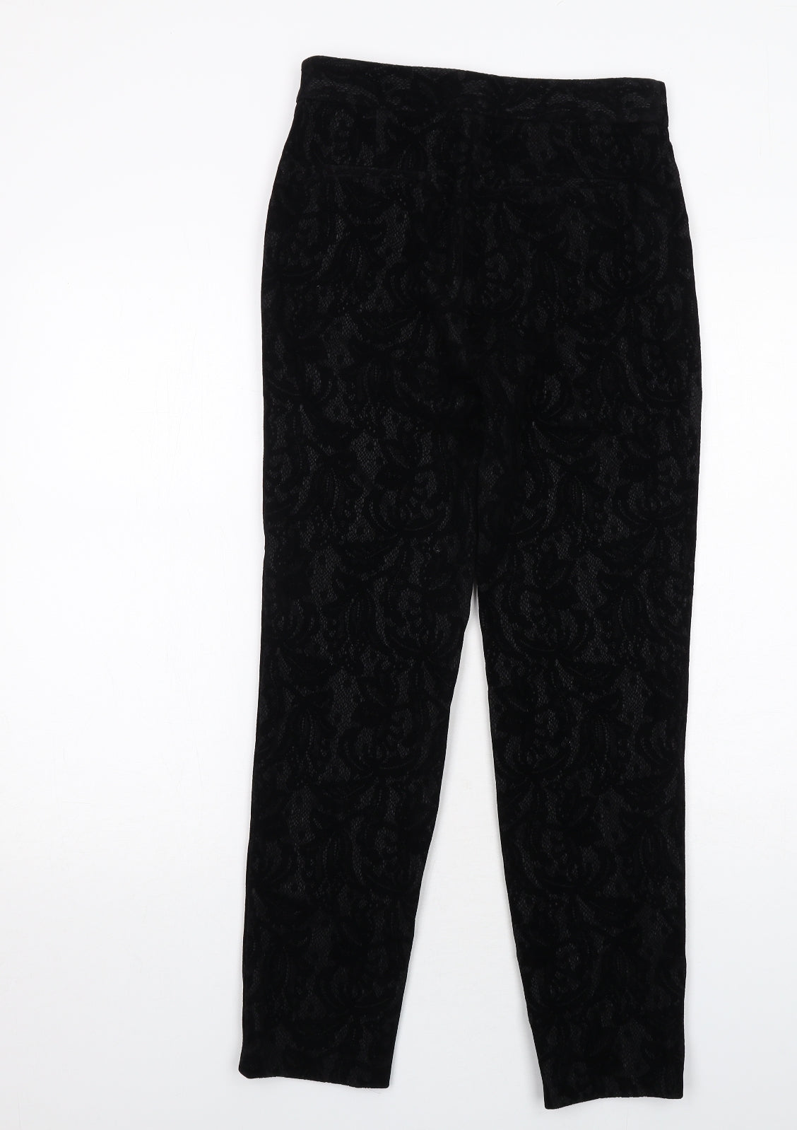 Coast Womens Black Paisley Polyamide Trousers Size 8 Regular Zip