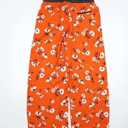 COLLUSION Womens Orange Floral Polyester Trousers Size 12 Regular