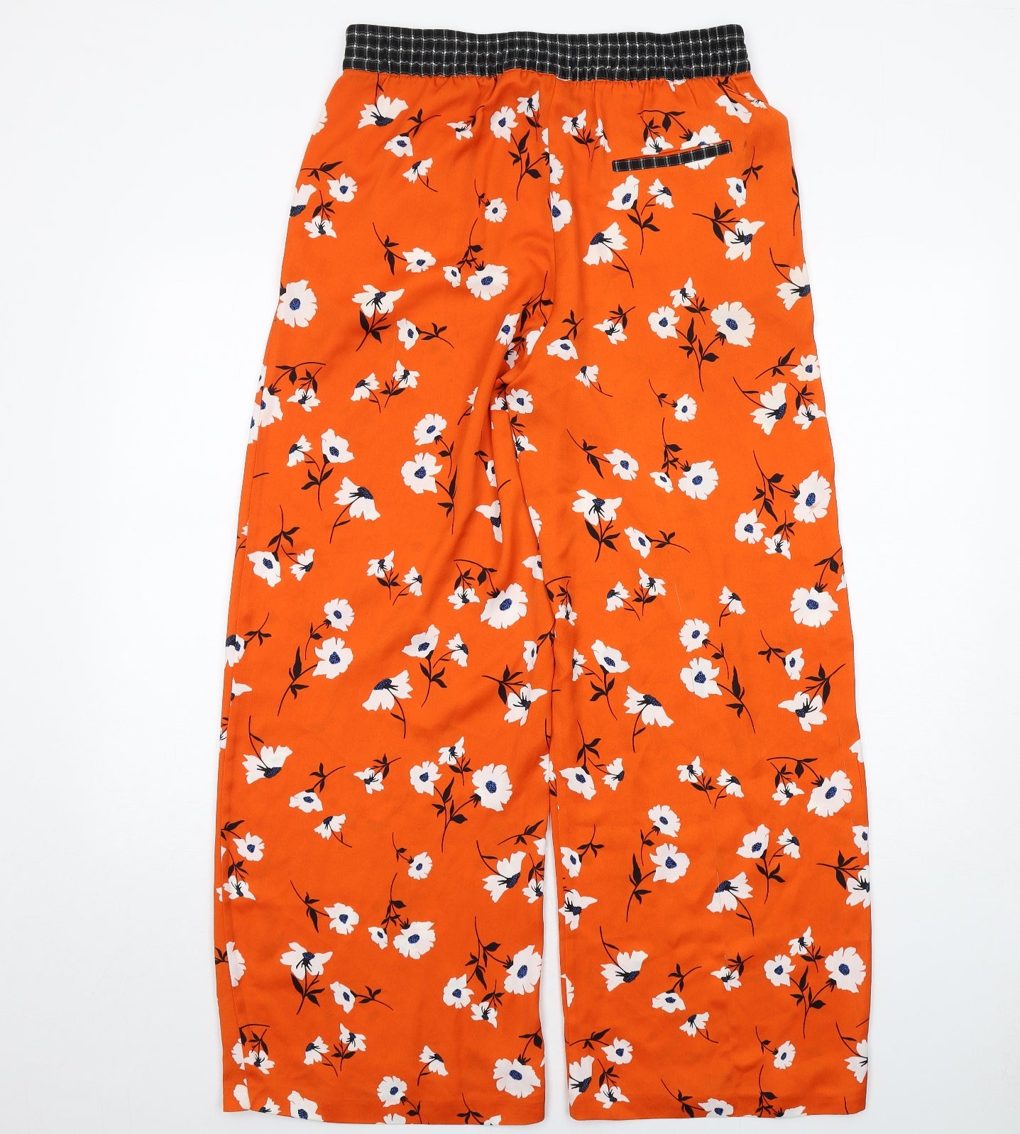 COLLUSION Womens Orange Floral Polyester Trousers Size 12 Regular