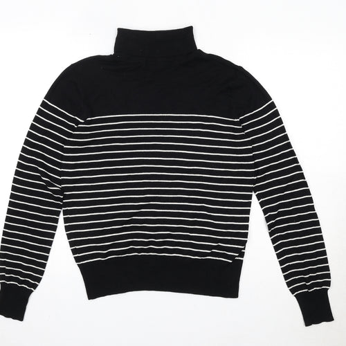 H&M Womens Black High Neck Striped Viscose Pullover Jumper Size S