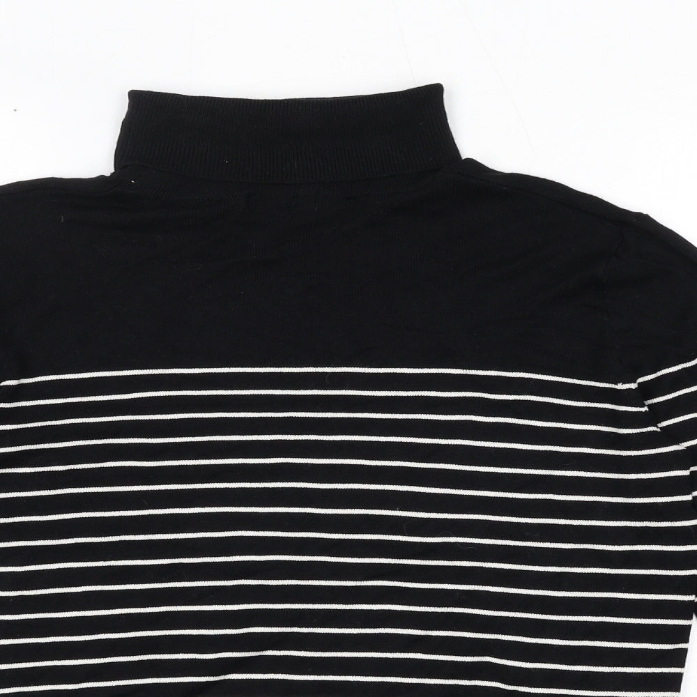 H&M Womens Black High Neck Striped Viscose Pullover Jumper Size S