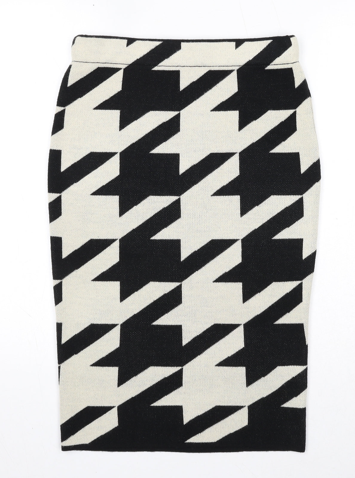 Marks and Spencer Womens Black Geometric Acrylic Straight & Pencil Skirt Size S - Houndstooth Pattern