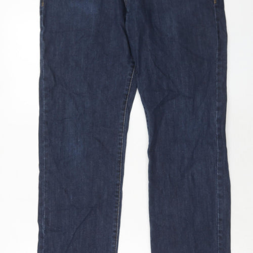 Jasper Conran Mens Blue Cotton Straight Jeans Size 34 in L32 in Regular Zip
