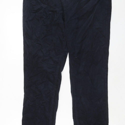 Marks and Spencer Womens Blue Cotton Trousers Size 18 Regular Zip